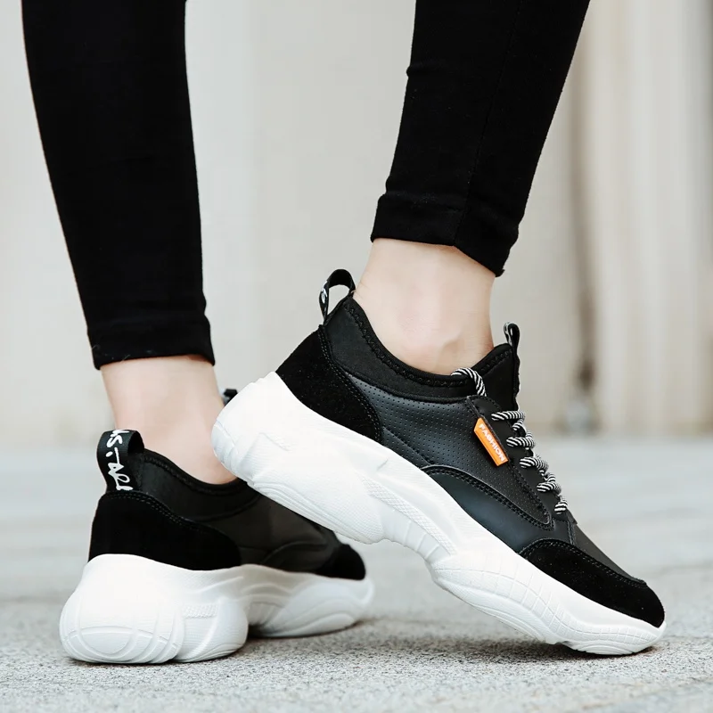 
Retro Splicing Platform Shoes Classic White Sneaker With Comfortable Memory Foam Sole For Outdoor Sport 