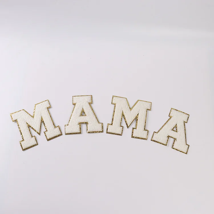 Low MOQ Stock 26 Alphabets A-Z 2.5inch Monogram Embroidery Patches Cloth Fabric Iron On Chenille Letter Patches