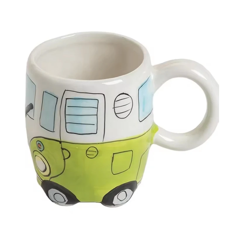 Personalized Bus Vehicle Shape Ceramic Drinking Cup with Handle