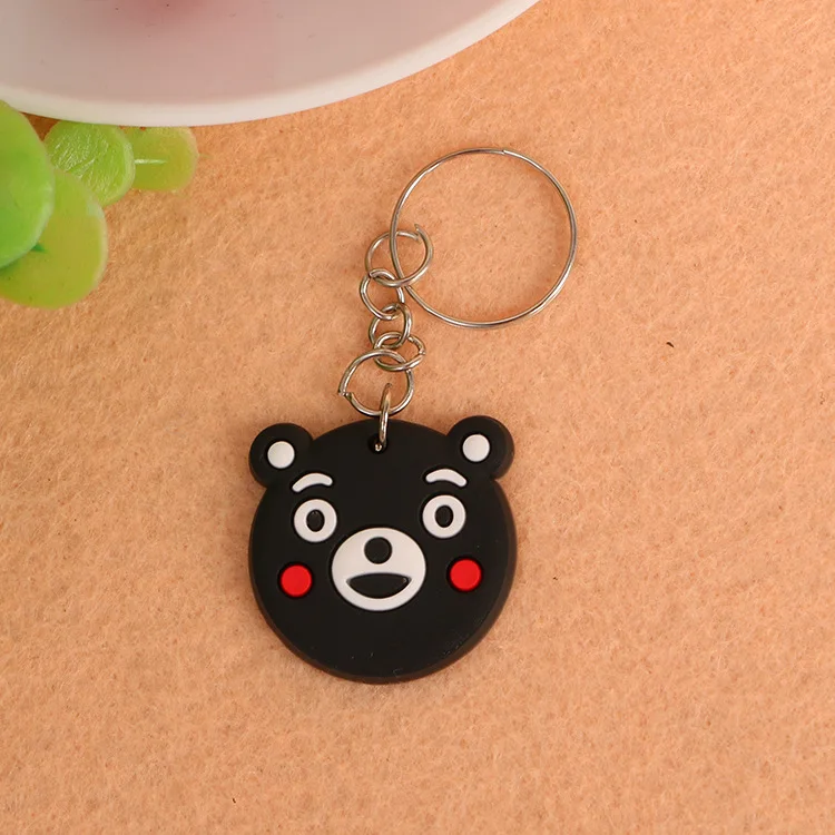 Factory direct price silicone key ring accessories multiple design in stock pvc keychain with custom packing card