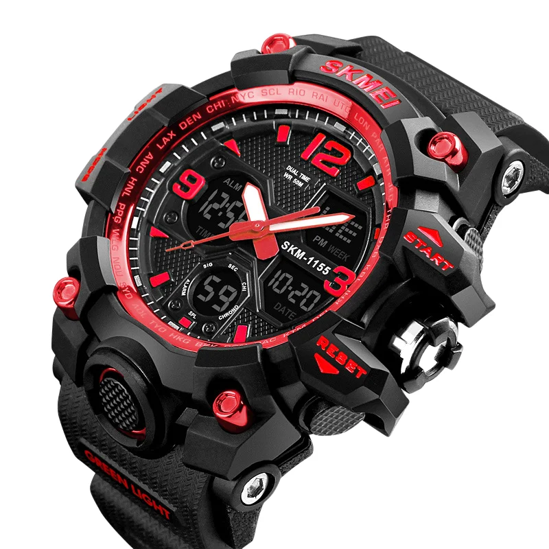 Dual Time Digital Men Sport Watch For Wholesale Free Shipping For Usa