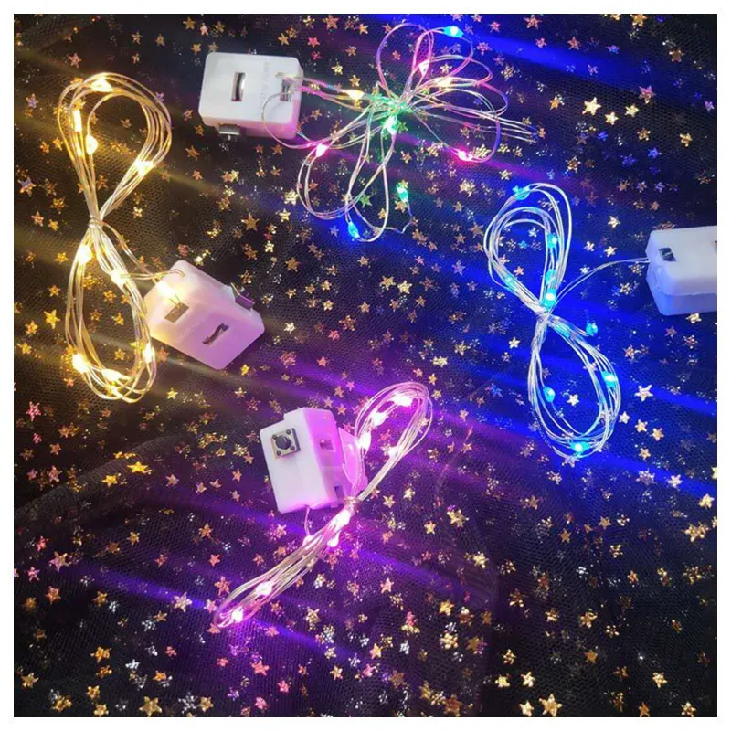 HDL605 Led Light String Three-function Flashing Light Handicraft Cake Decoration Small Square Battery Box Flower