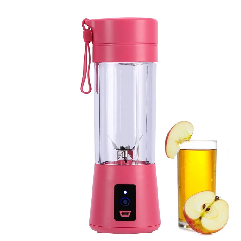 Battery operated 150w mini portable usb milkshake blender cold press apple juicer bottle 380ml fruit juice grinder machine set