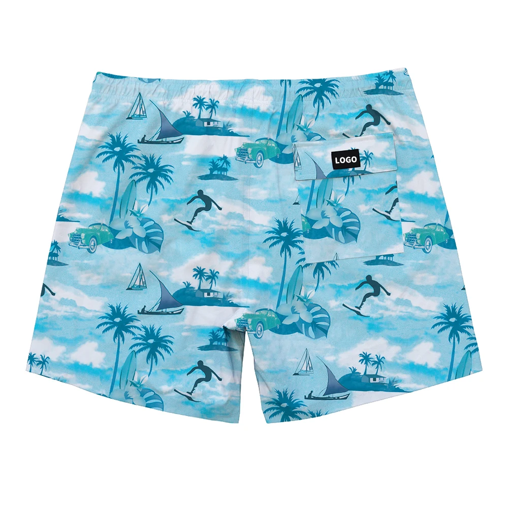 wholesale men swim trunk custom polyester 5 inch inseam summer shorts men swim trunks for adults beach shorts for men