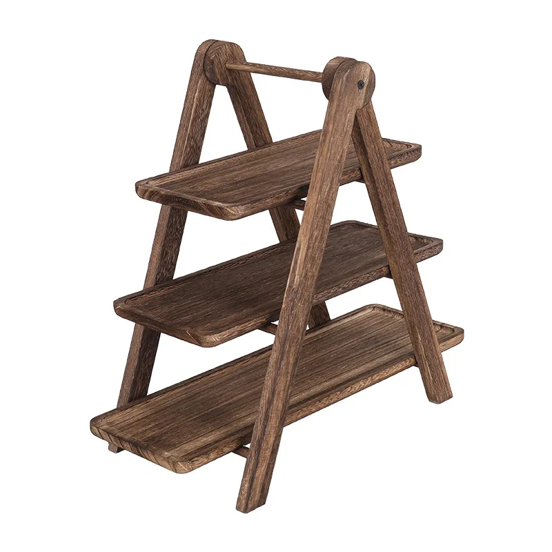 Manufacture 3 Tiers Serving Platter Food Cupcake Stand Plant Stand Wooden Serving Tray