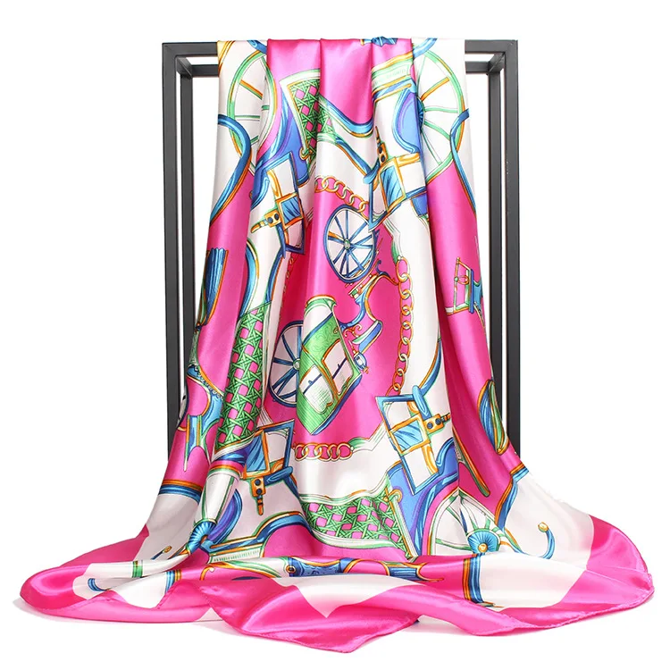 40 Styles Fashion Customized Screen Digital Print 90*90cm Women Square Silk Scarf