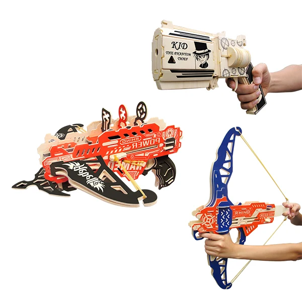 Wooden Rubber Band Gun Wooden Crossbow Kit Wooden Puzzle Gun for Target Practice STEM Educational Toy Crossbow Puzzle DIY