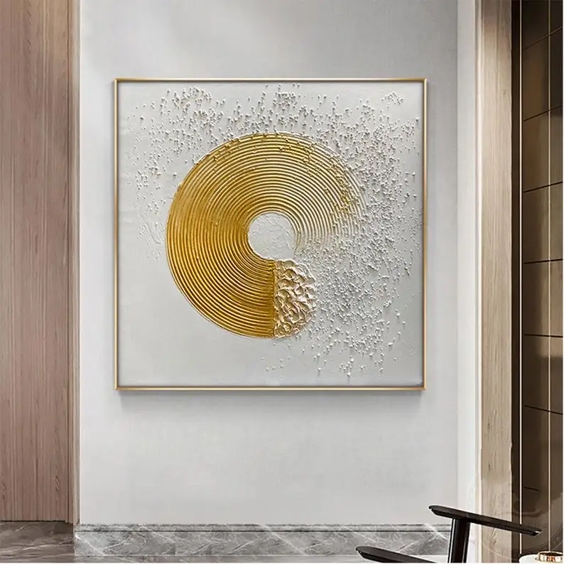 Handmade Oil Painting Modern Minimalist Gold Decorative Oil Painting Living Room Hanging Wall