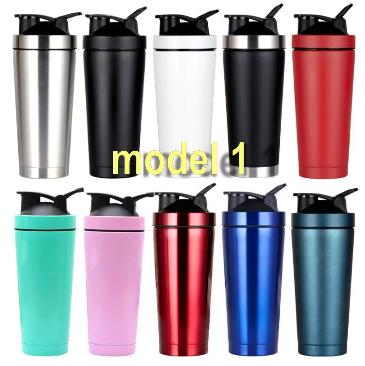 Custom 500ml 750ml double wall stainless steel shaker bottle vacuum insulated Steel Mixing Ball Gym wholesale protein