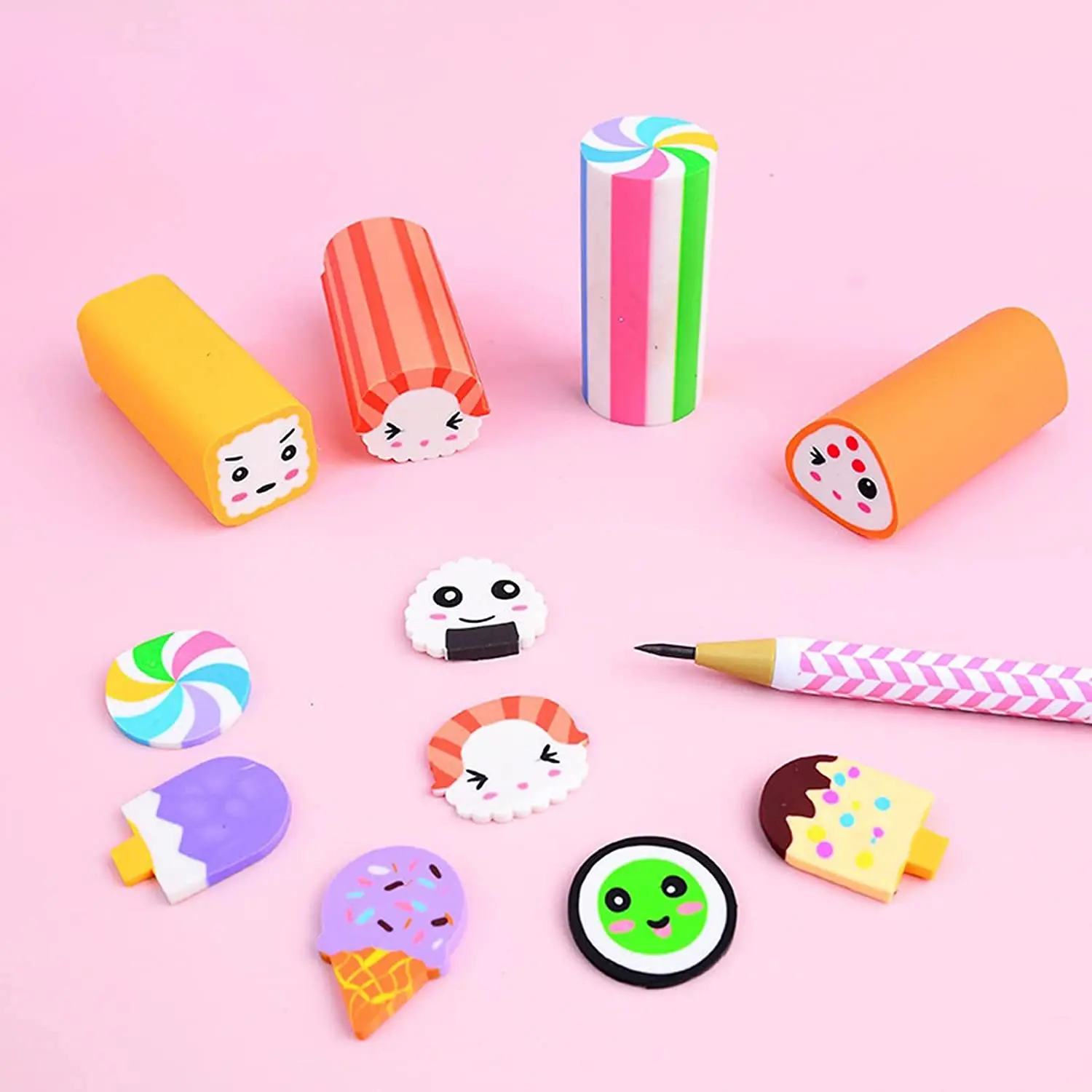 Food Erasers 12 Pieces Pet Erasers for Students Bulk Pencil Erasers School Supplies Gifts