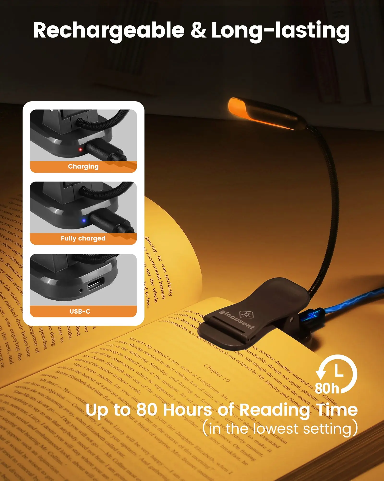 Wholesale 3 Color Dimmable Portable Foldable Flexible Mini Led Usb Rechargeable Night Reader Book Light For Reading In Bed