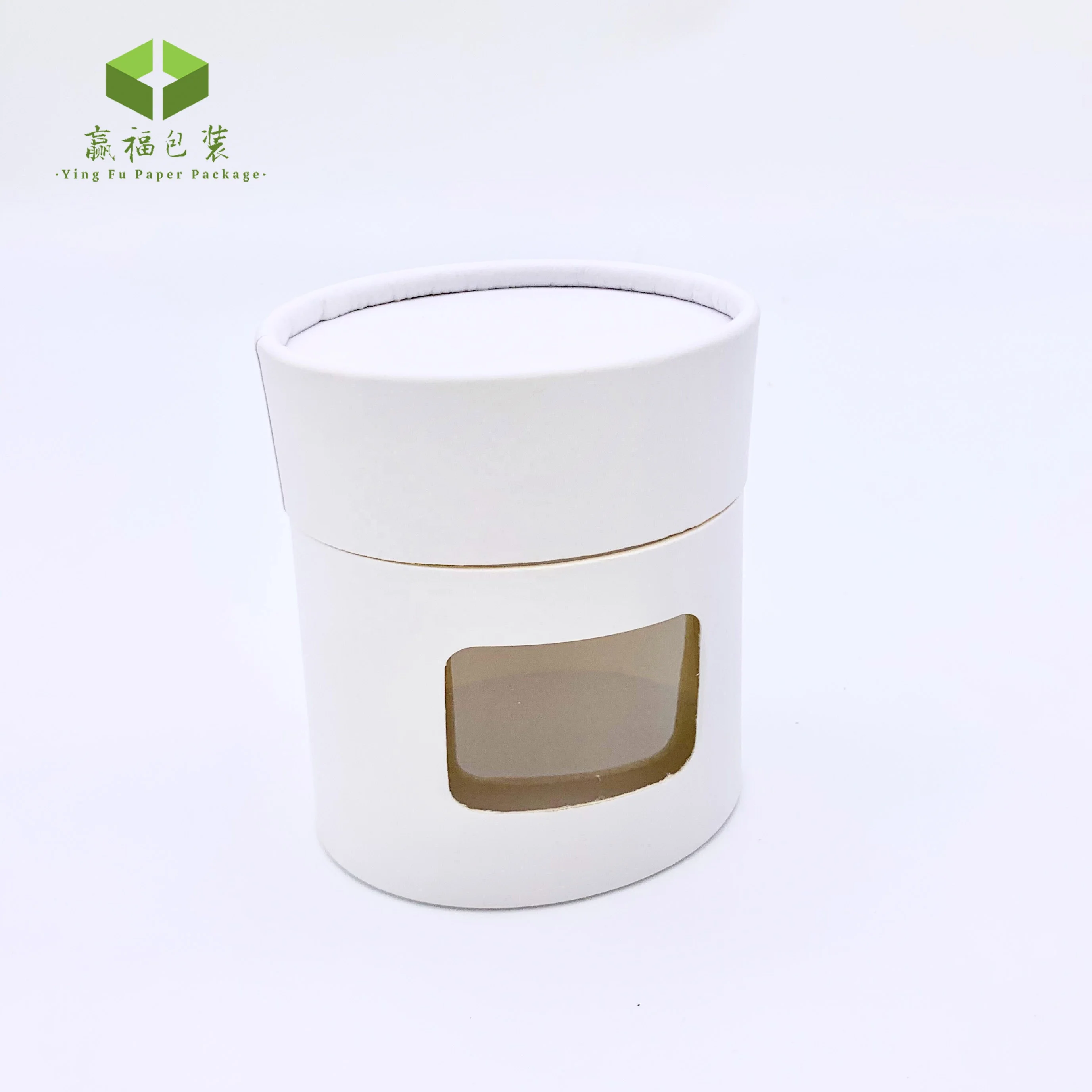 Manufacturer customized food grade paper tube with transparent PVC clear window empty paper tea box cylinder  packaging