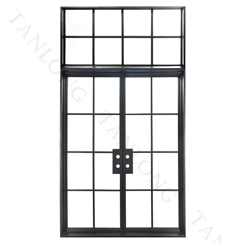 Factory Modern Iron French Front Door Arched Interior Door With Glass For Entrance House