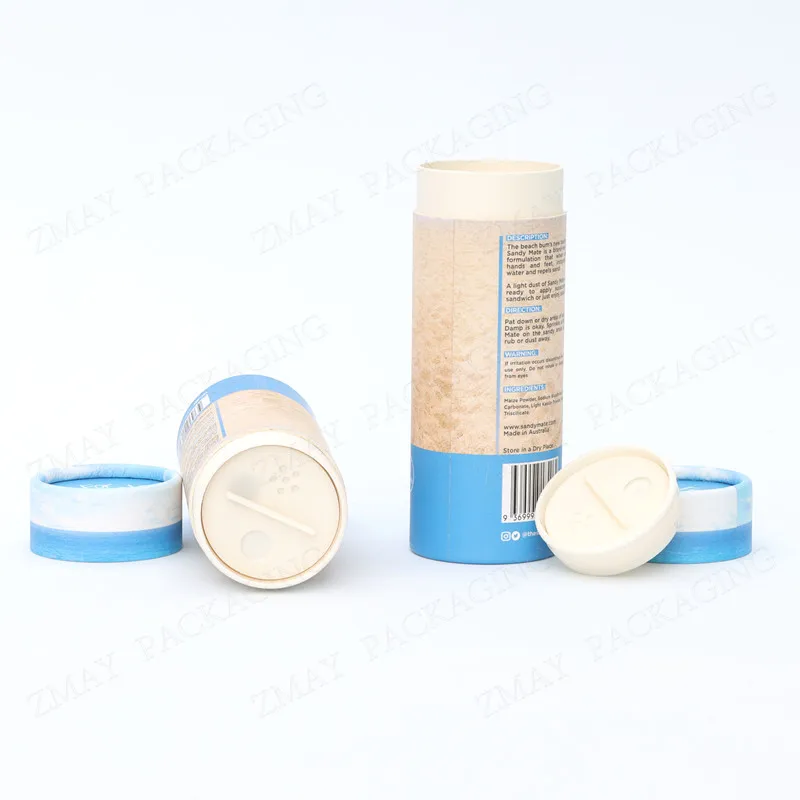 customized size paper tube spice shaker top plastic eco friendly paper tube container for salt spice packaging