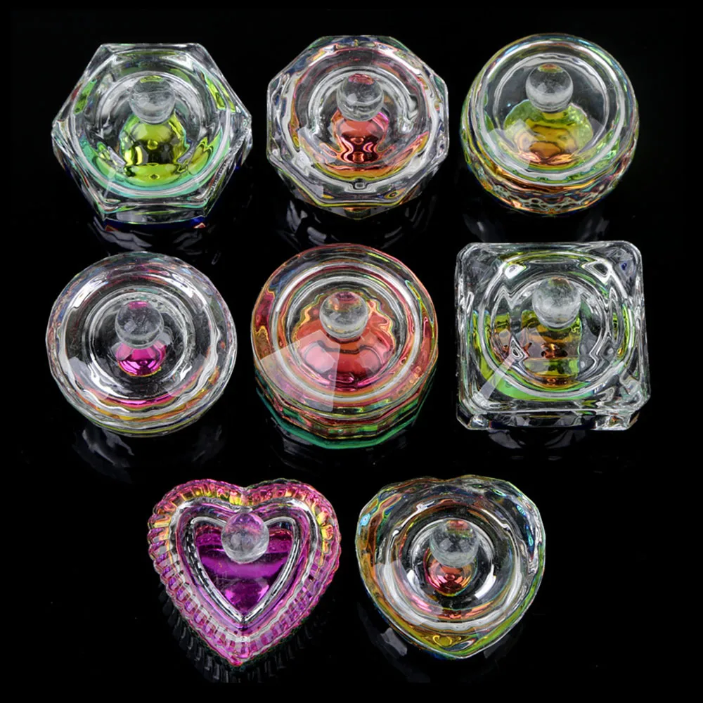 BQAN Nail Crystal Cup Ceramic Acrylic Liquid Pink Glass Dappen Dish With Lid For Nails