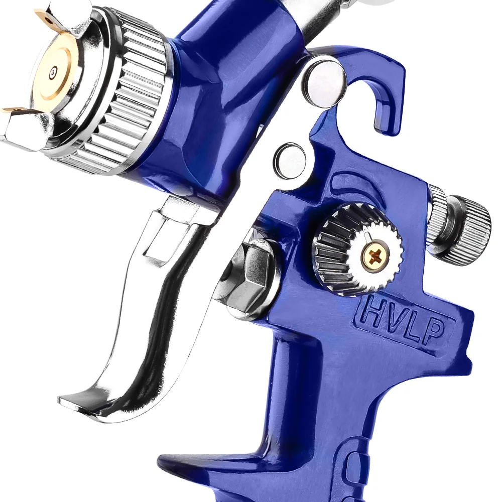Professional Type HVLP H-827+H-2000 Two Blue Spray Guns With 0.8mm/1.4mm Nozzle Air Paint Spray Gun Car Repainting Paint Tools.