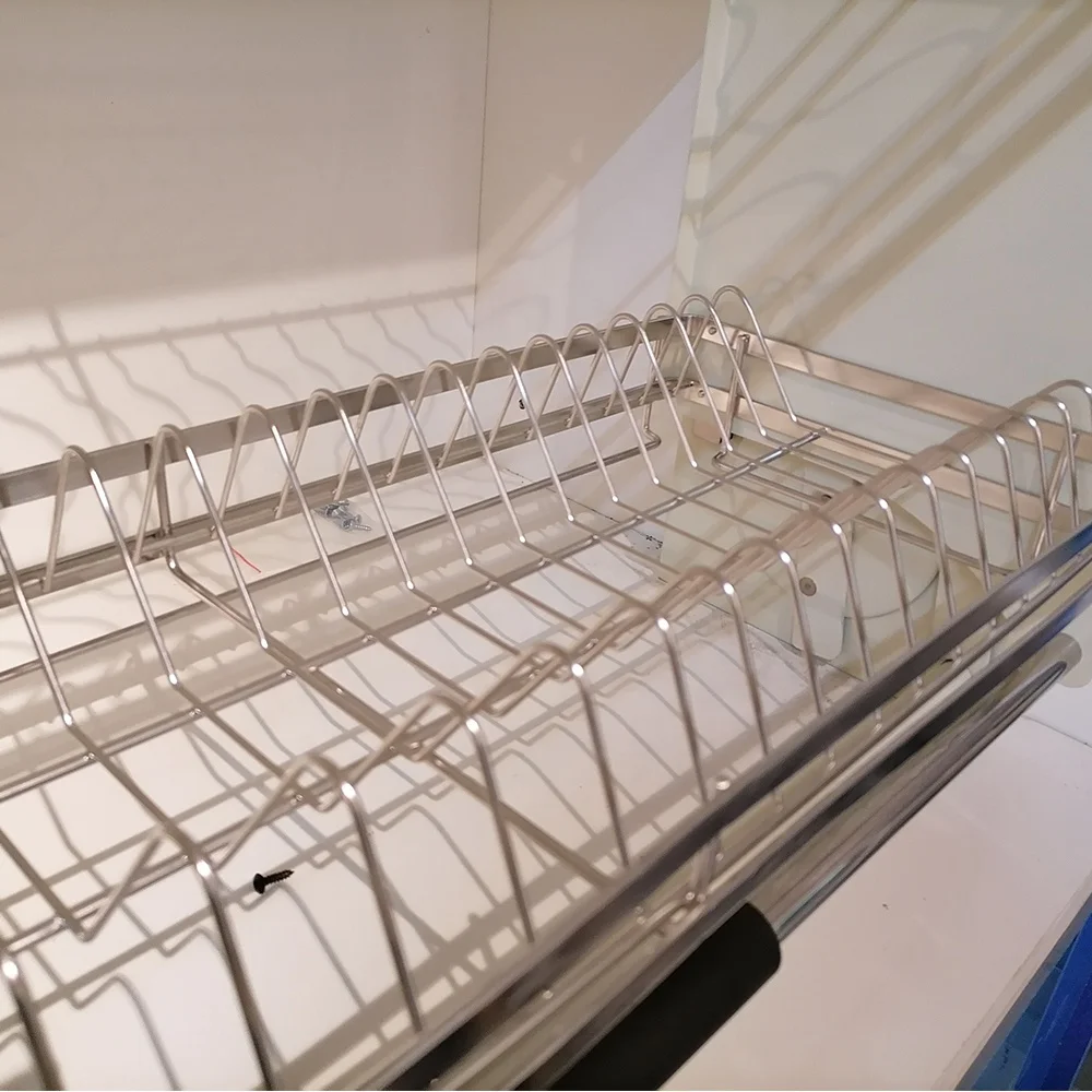 For kitchen cabinet modern lift up mechanism system food beverage vertical pull down elevator storage wire basket shelf shelves