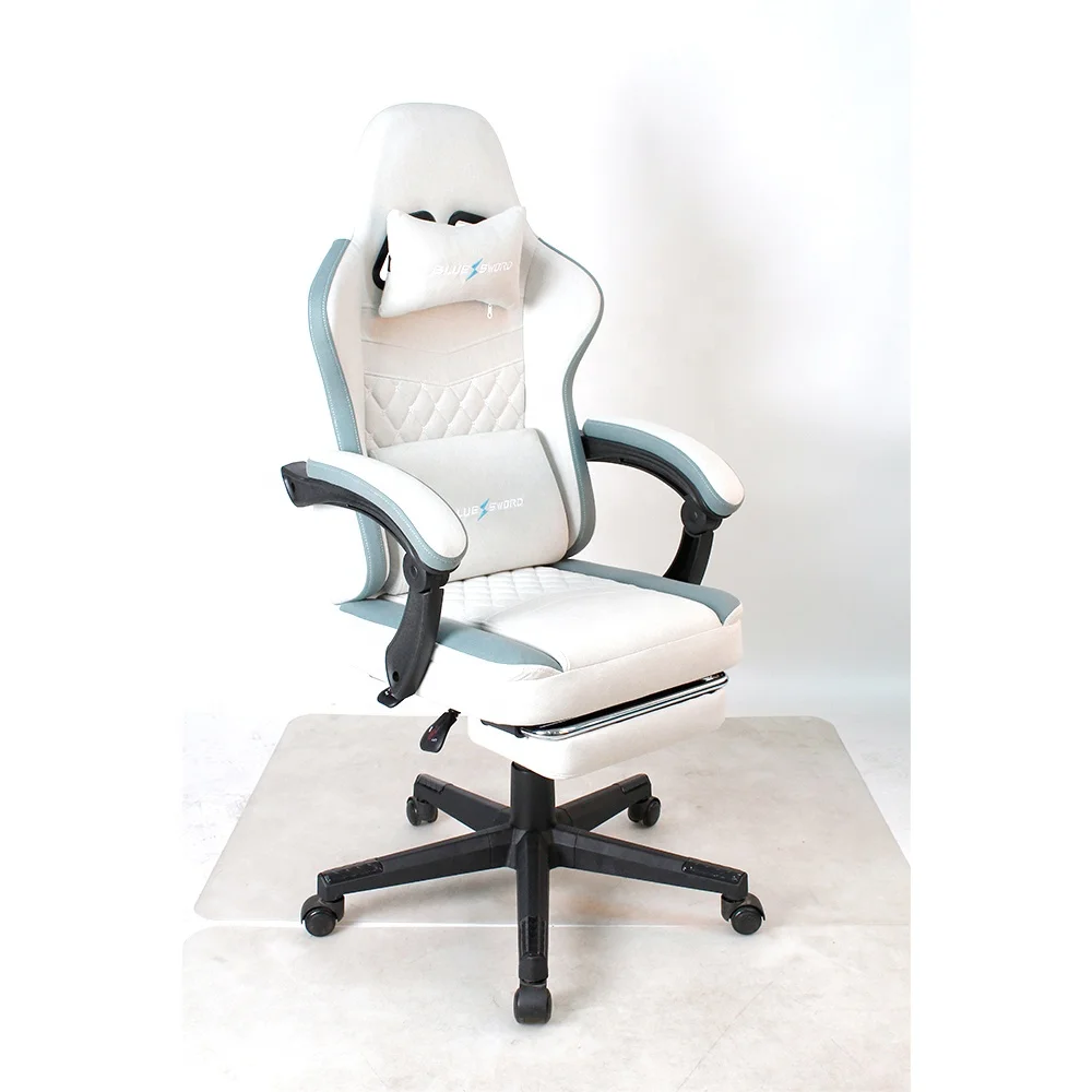 OEM high quality computer gamer chair fabric racing chair color white gaming chair with footrest