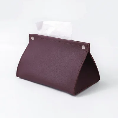 Custom Folding Leather Tissue Storage Box Practical Durable Multi-functional Desktop Napkin Paper Holder Container