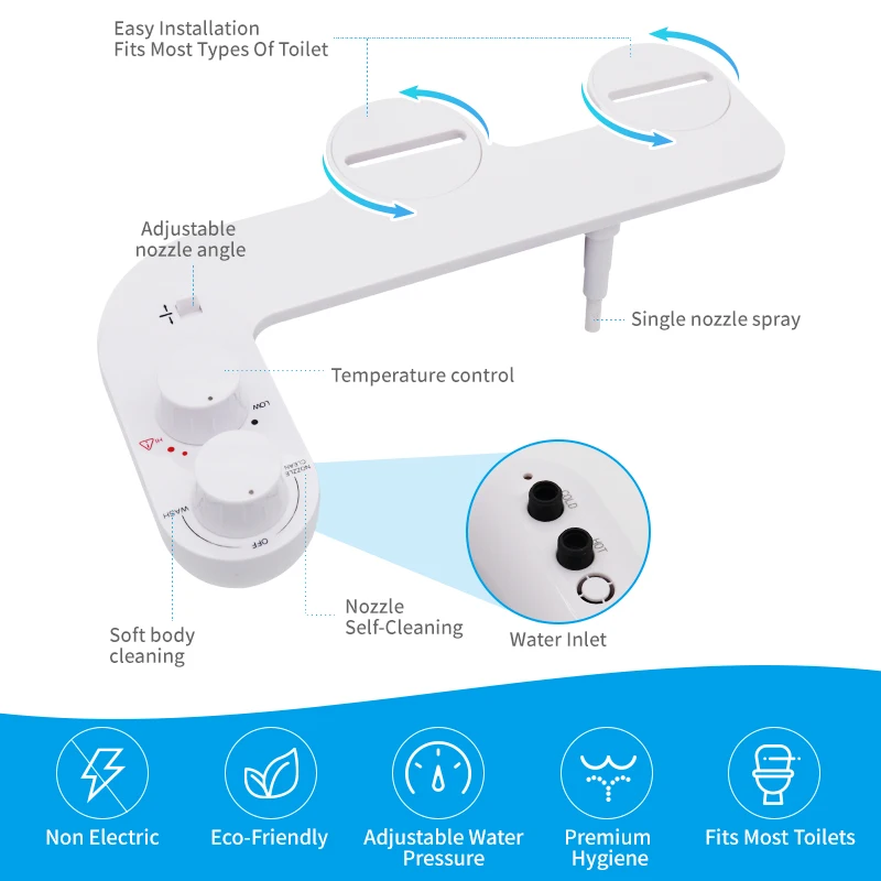Cold And Hot Water Sprayer Bidet Toilet  Attachment Warm Water Bidet Self-Clean Single Nozzle Non-Electric Mechanical Bidet