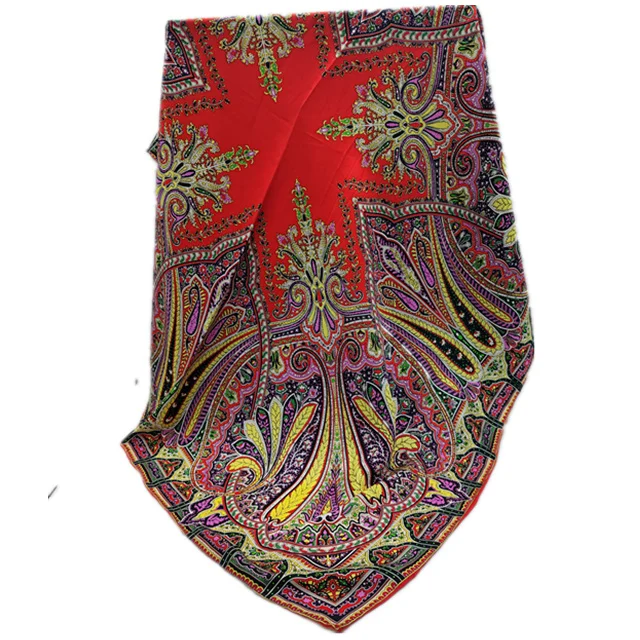 Classic Fashion Vintage Womens Square Scarf 90*90cm Costume Printed Satin Silk Scarf Square