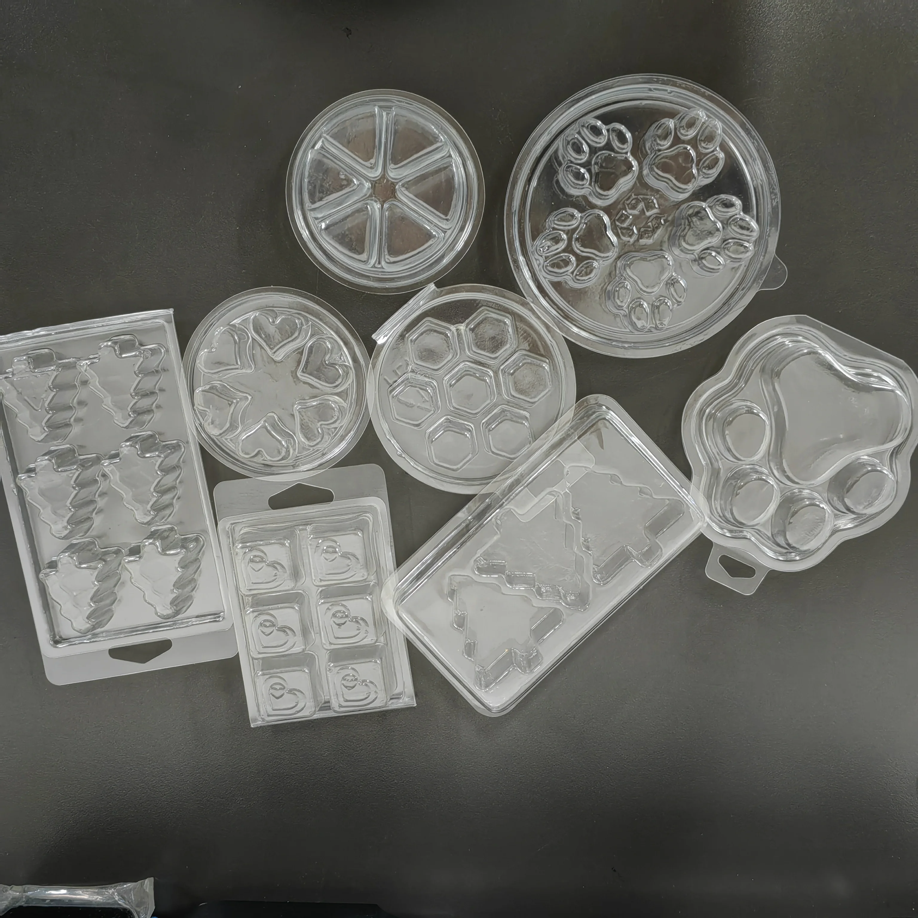 Customized clear PET plastic clamshell packaging for wax melt Christmas wax melting tray containers
