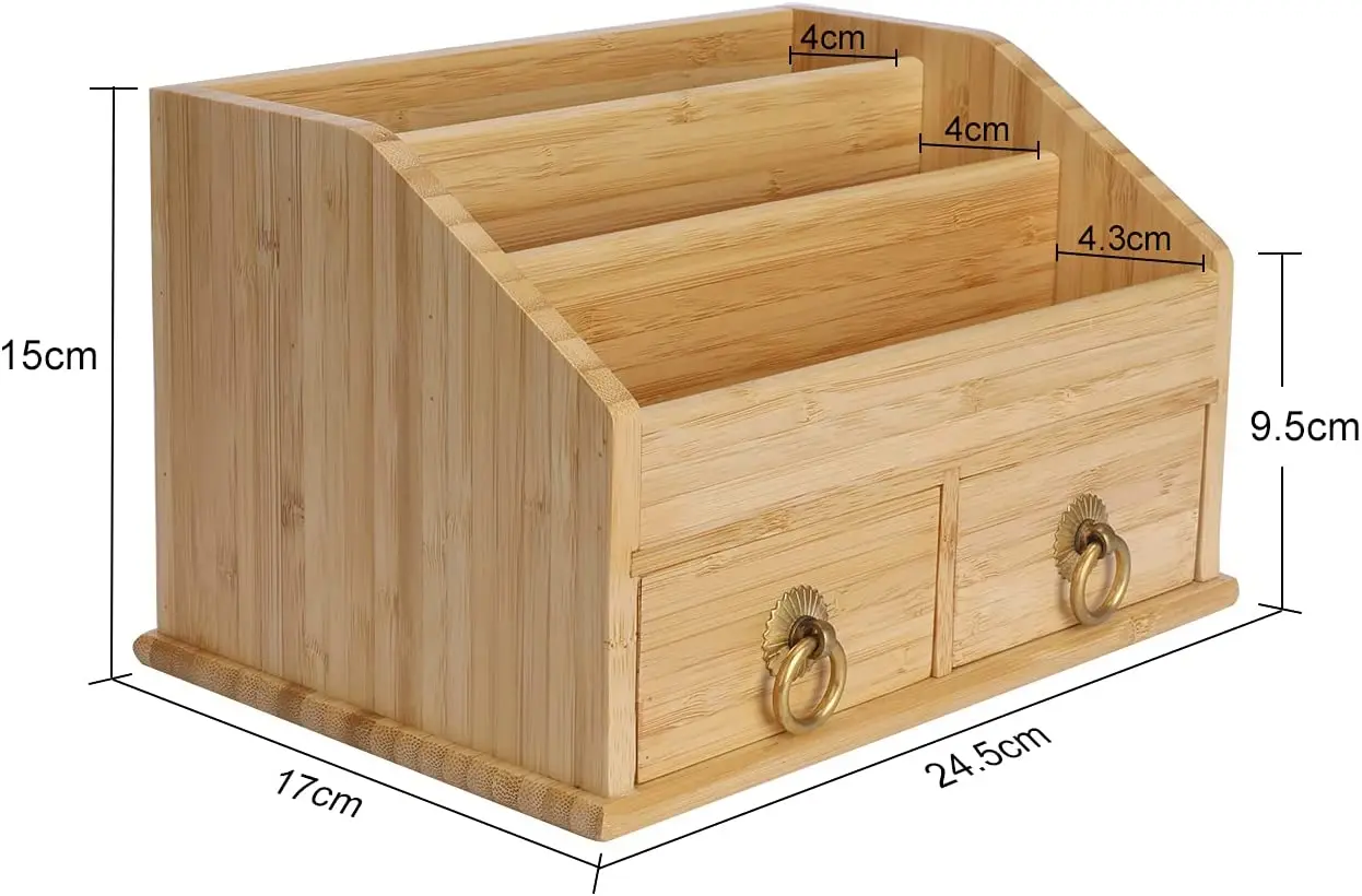 Bamboo Desk Organizer Kits Office Desk Organizer with Drawers Stationery Organizer Box