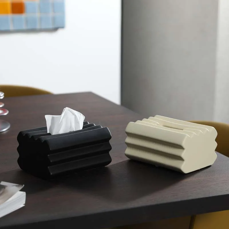 Ins cream modern tissue box living room household ceramic tissue box coffee table napkin organizer creative paper tissue box