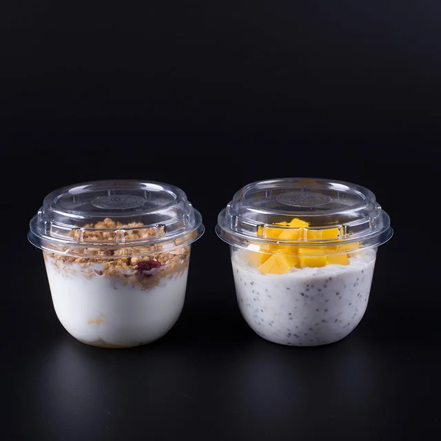 Wholesale 12 oz round plastic food cake moussee container clear yogurt ice cream plastic cup
