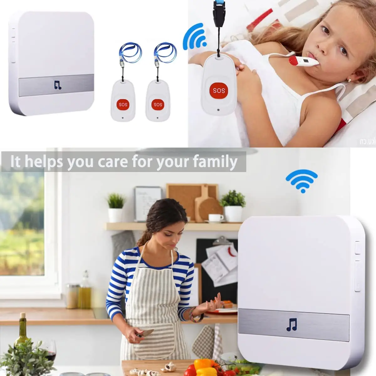 Wireless Caregiver Pagers SOS Call Button for Elderly Patient Seniors Disabilities Personal in Home Nurses Calling Alert System