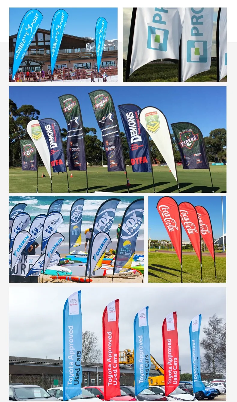 wholesale banner beach flagpole custom printed feather flag with spike base Custom Flags Double Sided With Logo