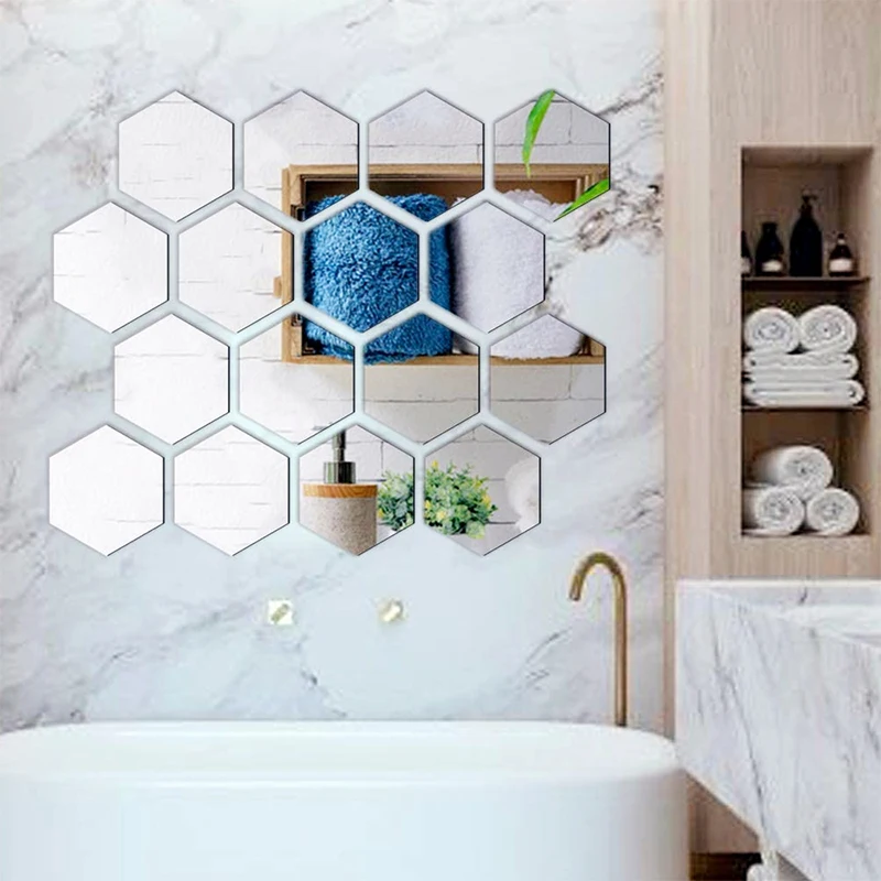 Hot Selling Colorful Hexagon Design Wall Sticker Home Decor Mirror Wall Sticker Mirror For Living Room Bedroom Office Decoration