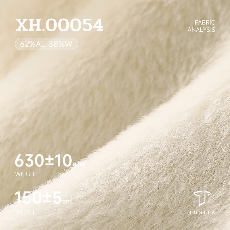 Luxury Off-the-shelf Goods Wool Cashmere Fabric Merino wool Italian fabric White 62%Alpaca 38%Wool