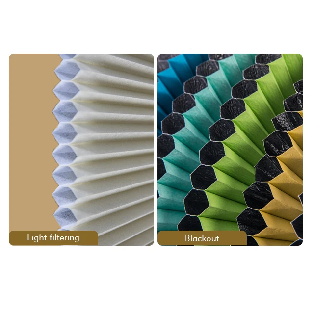 Top Down Automatic Honeycomb Cellular Blind Cordless Office Curtains And Blinds Light Filtration Free-Stop