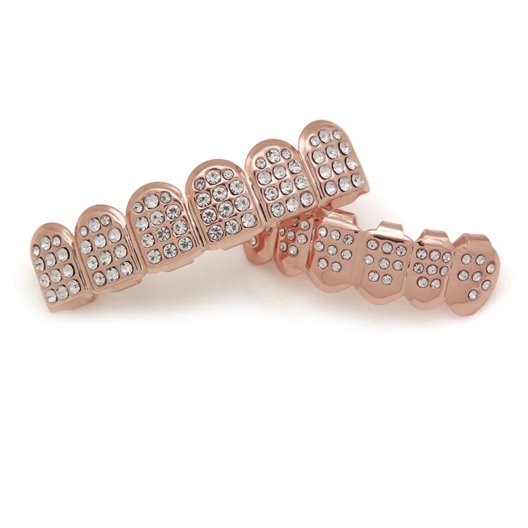 
Hip-hop Jewelry creative Copper Rhinestone Teeth Grillz set Jewelry Wholesale 
