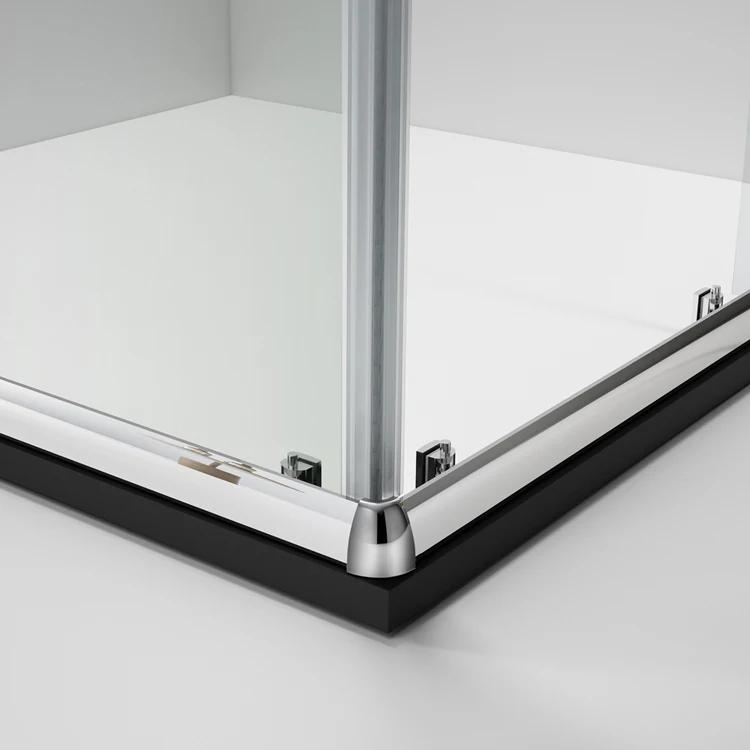 KDS Bathroom Aluminum Frame Sliding Shower Door Clear 4 Side Tempered Glass Sliding Shower Enclosure