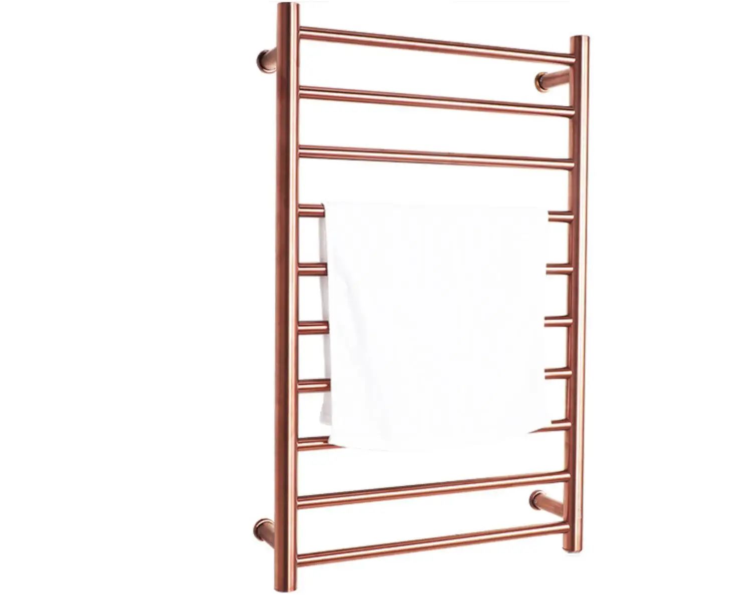 Rose Gold Bathroom 10 Heated Bars Hot Towel Rail, Electric Wall-Mounted Ladder Towel Heater Radiator Towel Warmer Rack