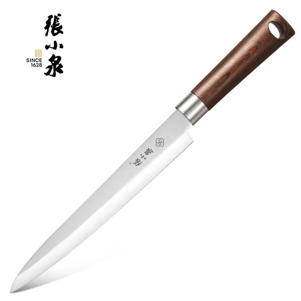 Hot Selling Wood Grain Pattern Stainless Steel Chef Knives Kitchen Slicing Accessories Metal Knife for Kitchen Use