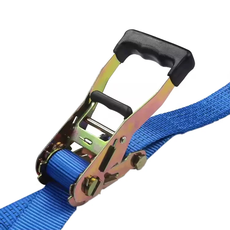Factory Price Blue Plated Heavy Duty Truck Car Cargo Polyester Lashing Belt 50mm 5ton Ratchet Tie Down Strap
