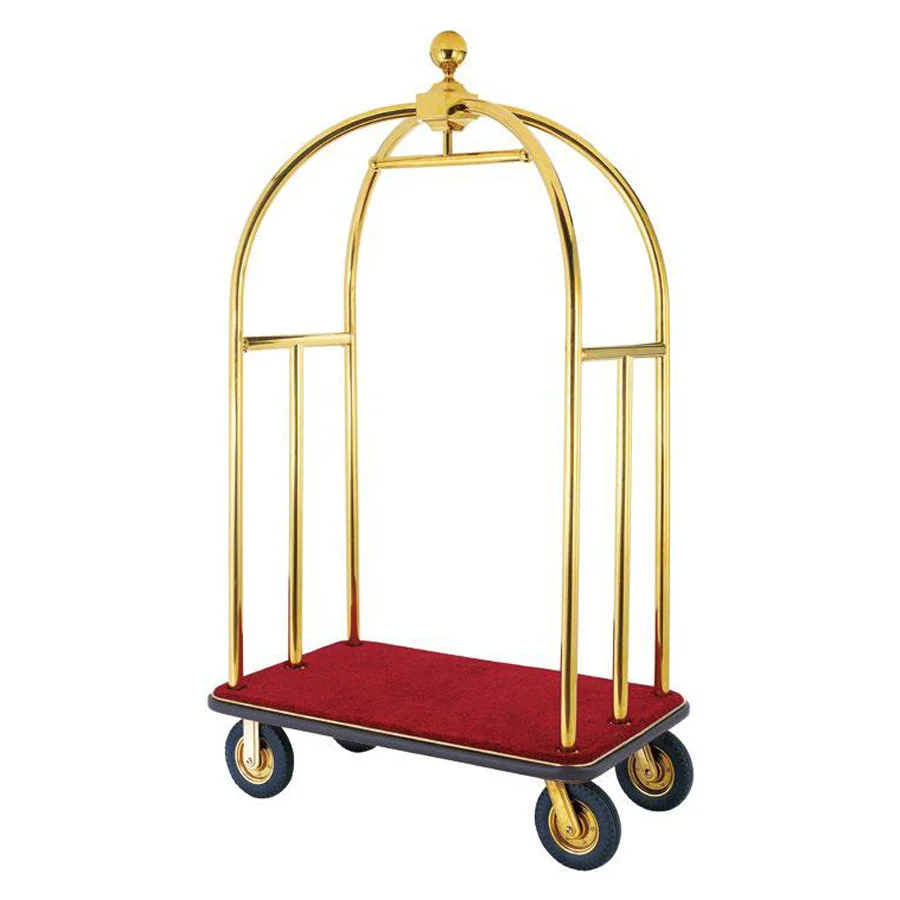 Hotel Lobby Stainless Steel Bellman Trolley Baggage Luggage Cart