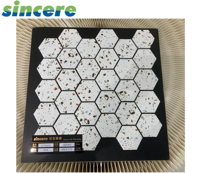 Шестигранная красочная матовая фарфоровая мозаика Terrazzo для стены