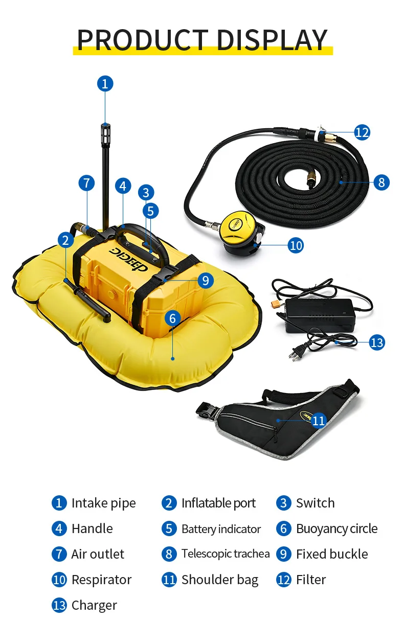 Portable 15m tube hookah diving equipment scuba breath compressor supplier