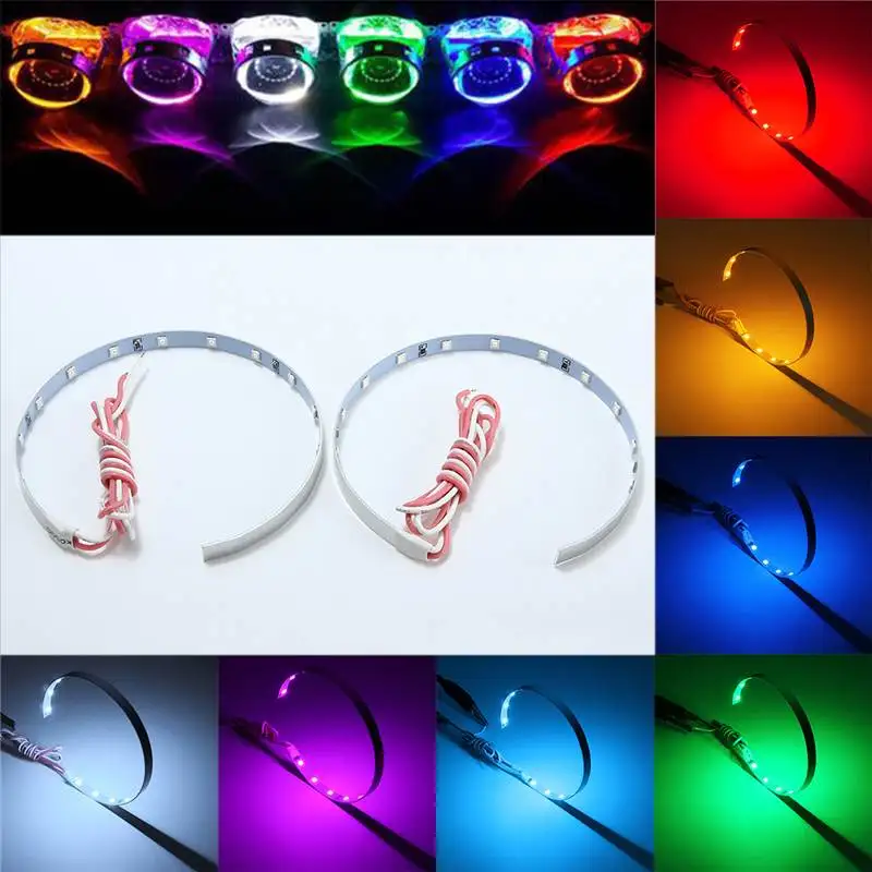 2Pcs Auto RGB headlight Projector Led Devil Eye Demon Eye Lamp For Car App Remote Control projector headlamp angel eyes with app