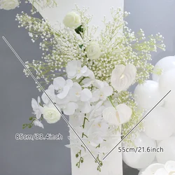 White Orchid Palm Gypsophila Artificial Flower Row Wedding Backdrop Arch Decor Hanging Corner Flower