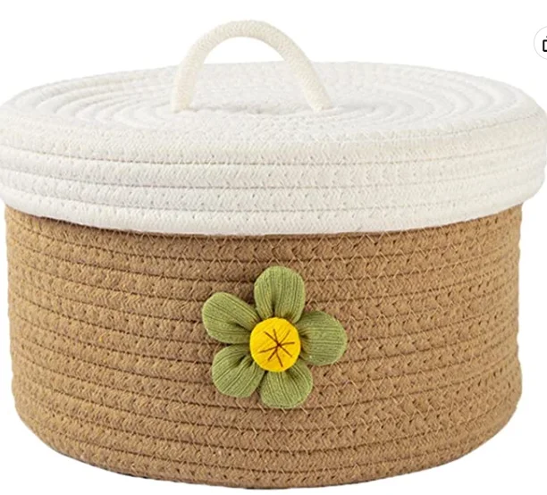 2022 new style Medium Multi Purpose Decorative Cotton Rope Basket Laundry Hamper woven basket with Cover