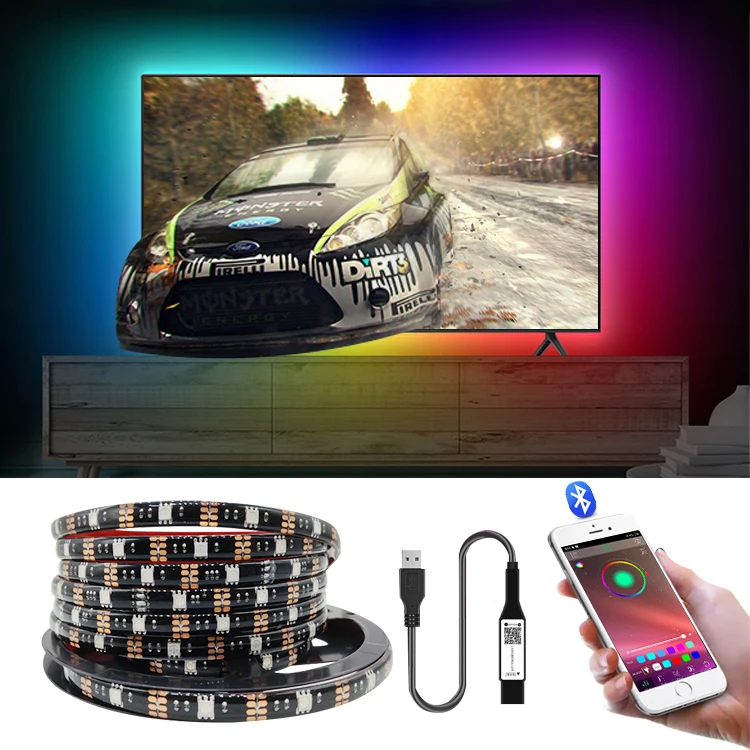 Atmosphere light 5V usb BT IR controllerremote mobile App Waterproof IP65 5050 RGB Led Strip light bias 2M TV Backlight