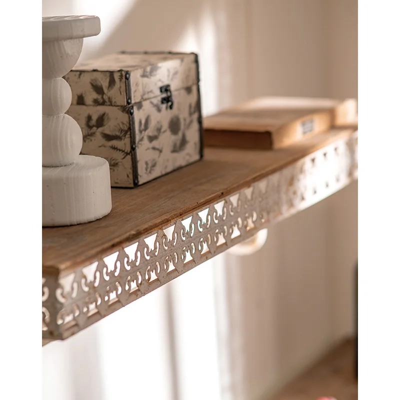 Factory Direct Sale Perfect French Style Wall Storage Floating Shelves Vintage Metal Set of 2 Wall Shelves