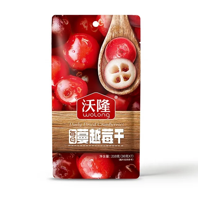Natural flavor high grade whole shape fruits packaging style dried cranberry 210g