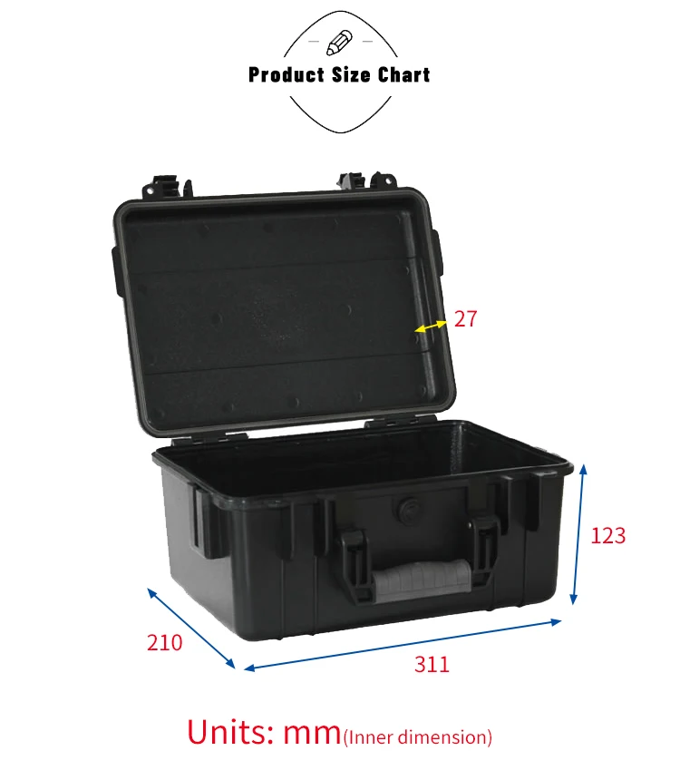 Ningbo everest EPC019-2  plastic waterproof tool box  for instrument carry case with foam