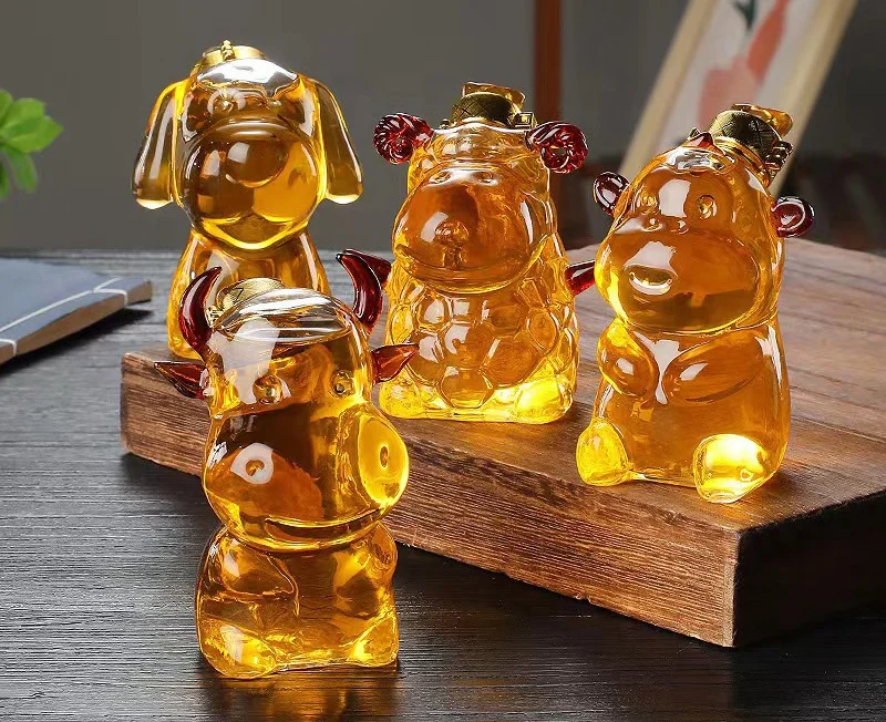150ml Chinese  Zodiac Animal Shaped Clear Glass Decanter Glass Bottle Individual Package